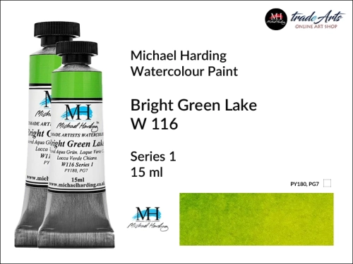 Michael Harding Professional Watercolours Bright Green Lake W116 tuba 15 ml, farba akwarelowa Bright Green Lake W116  Michael Harding, farby akwarelowe w tubach Michael Harding, akwarele Michael Harding, farba, farba akwarelowa,