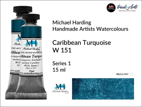 Michael Harding Professional Watercolours Caribbean Turquoise W151  tuba 15 ml, farba akwarelowa Caribbean Turquoise W151  Michael Harding, farby akwarelowe w tubach Michael Harding, akwarele Michael Harding, farba, farba akwarelowa,