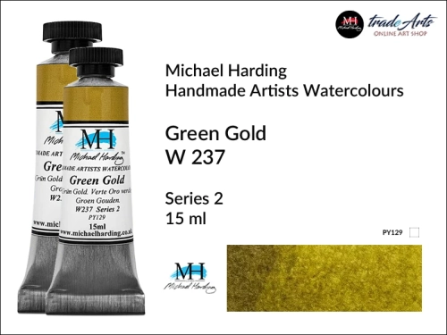 Michael Harding Professional Watercolours Green Gold W237 tuba 15 ml, farba akwarelowa Green Gold W237 Michael Harding, farby akwarelowe w tubach Michael Harding, akwarele Michael Harding, farba, farba akwarelowa,