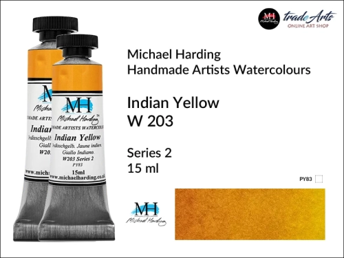 Michael Harding Artists Watercolours Indian Yellow W203 tuba 15 ml, farba akwarelowa Indian Yellow W203 Michael Harding, farby akwarelowe w tubach Michael Harding, akwarele Michael Harding, farba, farba akwarelowa,