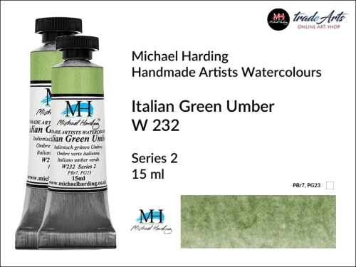 Michael Harding Artists Watercolours Italian Green Umber W232 tuba 15 ml, farba akwarelowa Italian Green Umber W232 Michael Harding, farby akwarelowe w tubach Michael Harding, akwarele Michael Harding, farba, farba akwarelowa,