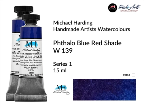 Michael Harding Artists Watercolours Phthalo Blue RS W139 tuba 15 ml, farba akwarelowa w tubie Phthalo Blue RS W139 Michael Harding, farby akwarelowe w tubach 20 ml Michael Harding, akwarele Michael Harding, farba, farba akwarelowa,