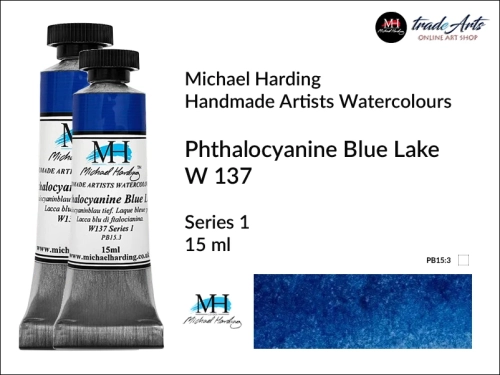 Michael Harding Artists Watercolours Phthalocyanine Blue Lake W137 tuba 15 ml, farba akwarelowa w tubie Phthalocyanine Blue Lake W137 Michael Harding, farby akwarelowe w tubach 20 ml Michael Harding, akwarele Michael Harding, farba, farba akwarelowa,