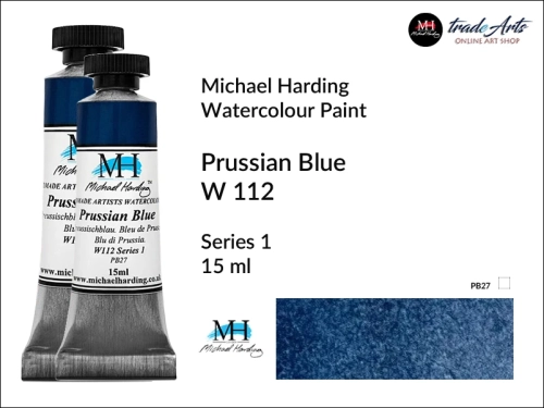 Michael Harding Artists Watercolours Prussian Blue W112 tuba 15 ml, farba akwarelowa w tubie Prussian Blue W112 Michael Harding, farby akwarelowe w tubach 20 ml Michael Harding, akwarele Michael Harding, farba, farba akwarelowa,