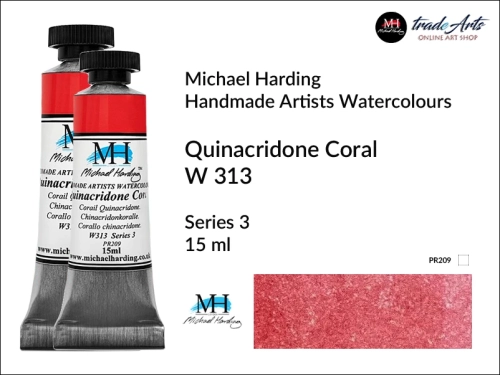Michael Harding Artists Watercolours Quinacridone Coral W313 tuba 15 ml, farba akwarelowa w tubie Quinacridone Coral W313  Michael Harding, farby akwarelowe w tubach 15 ml Michael Harding, akwarele Michael Harding, farba, farba akwarelowa,