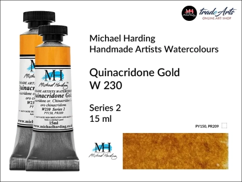 Michael Harding Artists Watercolours Quinacridone Gold W230 tuba 15 ml, farba akwarelowa w tubie Quinacridone Gold W230 Michael Harding, farby akwarelowe w tubach 15 ml Michael Harding, akwarele Michael Harding, farba, farba akwarelowa,