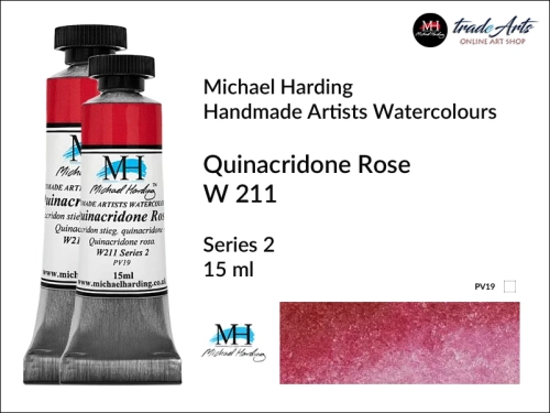 Michael Harding Artists Watercolours Quinacridone Rose W211 tuba 15 ml, farba akwarelowa w tubie Quinacridone Rose W211 Michael Harding, farby akwarelowe w tubach 15 ml Michael Harding, akwarele Michael Harding, farba, farba akwarelowa,