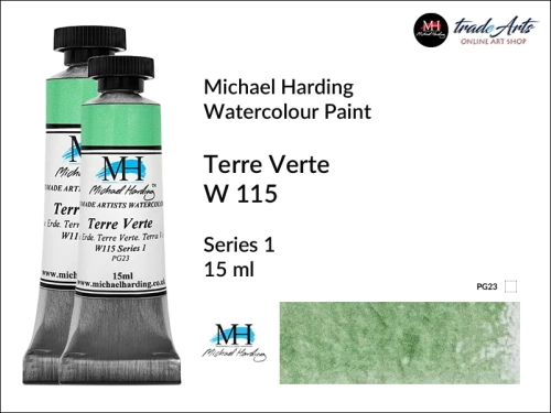 Michael Harding Artists Watercolours Terre Verte W115 tuba 15 ml, farba akwarelowa w tubie Terre Verte W115 Michael Harding, farby akwarelowe w tubach 15 ml Michael Harding, akwarele Michael Harding, farba, farba akwarelowa,