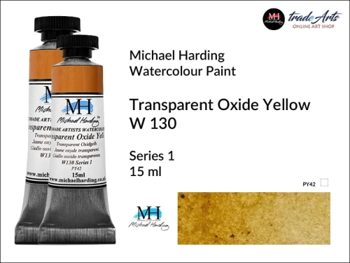Michael Harding Artists Watercolours Transparent Oxide Yellow W130 tuba 15 ml, farba akwarelowa w tubie Terre Verte W115 Michael Harding, farby akwarelowe w tubach 15 ml Michael Harding, akwarele Michael Harding, farba, farba akwarelowa,