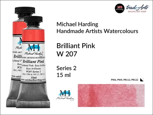 Michael Harding Artists Watercolours Brilliant Pink W207 tuba 15 ml, farba akwarelowa w tubie Brilliant Pink W207 Michael Harding, farby akwarelowe w tubach 15 ml Michael Harding, akwarele Michael Harding, farba, farba akwarelowa,