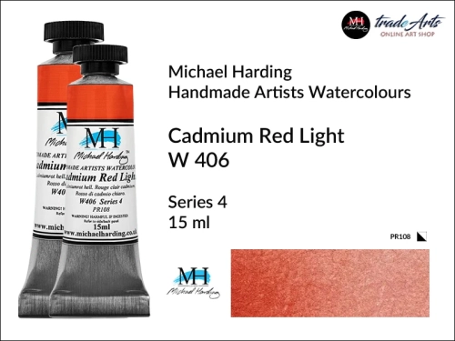 Michael Harding Artists Watercolours Cadmium Red Light W406 tuba 15 ml, farba akwarelowa w tubie Cadmium Red Light W406  Michael Harding, farby akwarelowe w tubach 15 ml Michael Harding, akwarele Michael Harding, farba, farba akwarelowa,