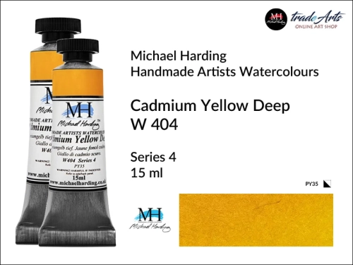 Michael Harding Artists Watercolours Cadmium Yellow Deep W404 tuba 15 ml, farba akwarelowa w tubie Cadmium Yellow Deep W404 Michael Harding, farby akwarelowe w tubach 15 ml Michael Harding, akwarele Michael Harding, farba, farba akwarelowa,
