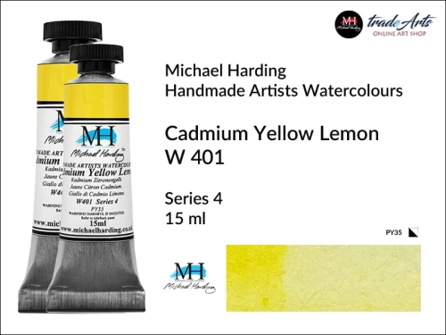 Michael Harding Artists Watercolours Cadmium Yellow Lemon W401 tuba 15 ml, farba akwarelowa w tubie Cadmium Yellow Lemon W401 Michael Harding, farby akwarelowe w tubach 15 ml Michael Harding, akwarele Michael Harding, farba, farba akwarelowa,