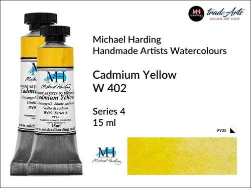Michael Harding Artists Watercolours Cadmium Yellow W402 tuba 15 ml, farba akwarelowa w tubie Cadmium Yellow W402 Michael Harding, farby akwarelowe w tubach 15 ml Michael Harding, akwarele Michael Harding, farba, farba akwarelowa,