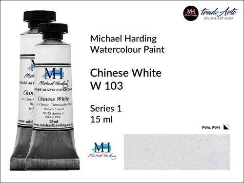 Michael Harding Artists Watercolours Chinese White W103 tuba 15 ml, farba akwarelowa w tubie Chinese White W103 Michael Harding, farby akwarelowe w tubach 15 ml Michael Harding, akwarele Michael Harding, farba, farba akwarelowa,