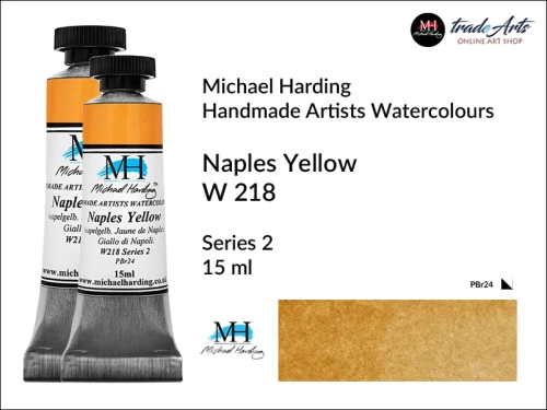 Michael Harding Artists Watercolours Naples Yellow W218 tuba 15 ml, farba akwarelowa w tubie Naples Yellow W218 Michael Harding, farby akwarelowe w tubach 15 ml Michael Harding, akwarele Michael Harding, farba, farba akwarelowa,