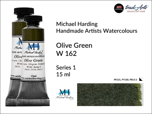 Michael Harding Artists Watercolours Olive Green W162 tuba 15 ml, farba akwarelowa w tubie Olive Green W162 Michael Harding, farby akwarelowe w tubach 15 ml Michael Harding, akwarele Michael Harding, farba, farba akwarelowa,