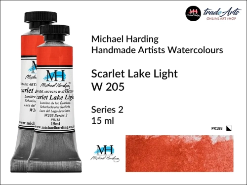Michael Harding Artists Watercolours Scarlet Lake Light W205  tuba 15 ml, farba akwarelowa w tubie Scarlet Lake Light W205  Michael Harding, farby akwarelowe w tubach 15 ml Michael Harding, akwarele Michael Harding, farba, farba akwarelowa,