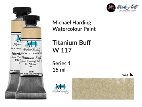Michael Harding Artists Watercolours Titanium Buff W117 tuba 15 ml, farba akwarelowa w tubie Titanium Buff W117 Michael Harding, farby akwarelowe w tubach 15 ml Michael Harding, akwarele Michael Harding, farba, farba akwarelowa,