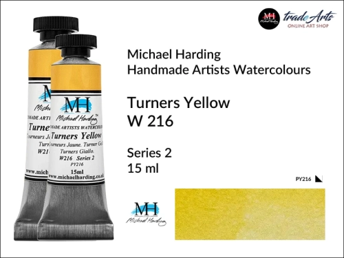 Michael Harding Artists Watercolours Turners Yellow W216 tuba 15 ml, farba akwarelowa w tubie Turners Yellow W216 Michael Harding, farby akwarelowe w tubach 15 ml Michael Harding, akwarele Michael Harding, farba, farba akwarelowa,