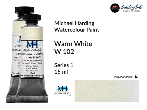 Michael Harding Artists Watercolours Warm White W102 tuba 15 ml, farba akwarelowa w tubie Warm White W102 Michael Harding, farby akwarelowe w tubach 15 ml Michael Harding, akwarele Michael Harding, farba, farba akwarelowa,