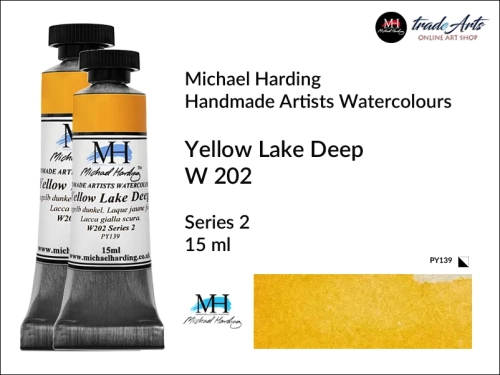 Michael Harding Artists Watercolours Yellow Lake Deep W202 tuba 15 ml, farba akwarelowa w tubie Yellow Lake Deep W202 Michael Harding, farby akwarelowe w tubach 15 ml Michael Harding, akwarele Michael Harding, farba, farba akwarelowa,