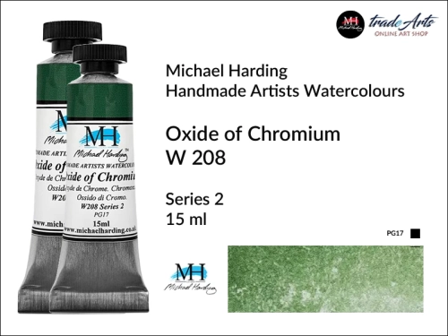 MH Professional Watercolours Oxide of Chromium W208 tuba 15 ml, farba akwarelowa  w tubie Oxide of Chromium W208 Michael Harding, farby akwarelowe w tubach 15 ml Michael Harding, akwarele Michael Harding, farba, farba akwarelowa,