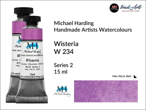 Michael Harding Artists Watercolours Wisteria W234 tuba 15 ml, farba akwarelowa w tubie Wisteria W234 Michael Harding, farby akwarelowe w tubach 15 ml Michael Harding, akwarele Michael Harding, farba, farba akwarelowa,