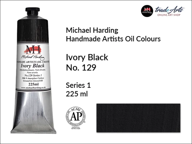 Michael Harding Artists Oil Colours Ivory Black 129, farba olejna Ivory Black 129 Michael Harding, Michael Harding - farba olejna Ivory Black 129, farby olejne Michael Harding, Michael Harding, farby Michael Harding,