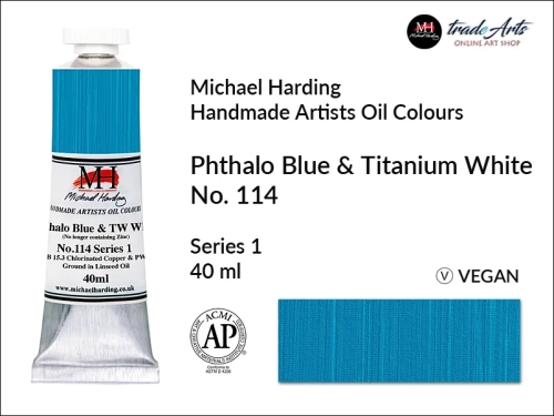 Michael Harding Artists Oil Colours Phthalocyanine Blue Lake &amp; TW 114, farba olejna Phthalocyanine Blue Lake &amp; TW 114 Michael Harding, Michael Harding - farba olejna Phthalocyanine Blue Lake 114, farby olejne Michael Harding,