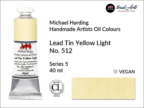Michael Harding Artists Oil Colours Lead Tin Yellow Light 512, farba olejna Lead Tin Yellow Light 512 Michael Harding, Michael Harding - farba olejna Lead Tin Yellow Light 512, farby olejne Michael Harding, Michael Harding, farby Michael Harding,
