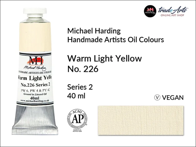 Michael Harding Artists Oil Colours Warm Light Yellow 226, farba olejna Warm Light Yellow 226 Michael Harding, Michael Harding - farba olejna Warm Light Yellow 226, farby olejne Michael Harding, Michael Harding, farby Michael Harding, tradearts,