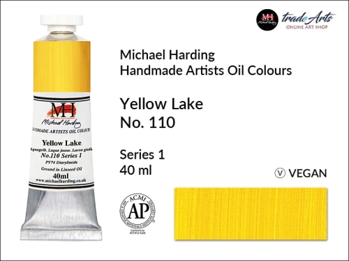 Michael Harding Artists Oil Colours Yellow Lake 110, farba olejna Yellow Lake 110 Michael Harding, Michael Harding - farba olejna Yellow Lake 110, farby olejne Michael Harding, Michael Harding, farby Michael Harding, tradearts,