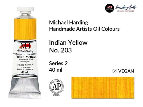 Michael Harding Artists Oil Colours Indian Yellow 203, farba olejna Indian Yellow 203 Michael Harding, Michael Harding - farba olejna Indian Yellow 203, farby olejne Michael Harding, Michael Harding, farby Michael Harding, tradearts,
