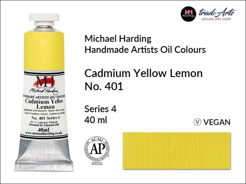 Michael Harding Artists Oil Colours Cadmium Yellow Lemon 401, farba olejna Cadmium Yellow Lemon 401 Michael Harding, Michael Harding - farba olejna Cadmium Yellow Lemon 401, farby olejne Michael Harding, Michael Harding, farby Michael Harding,