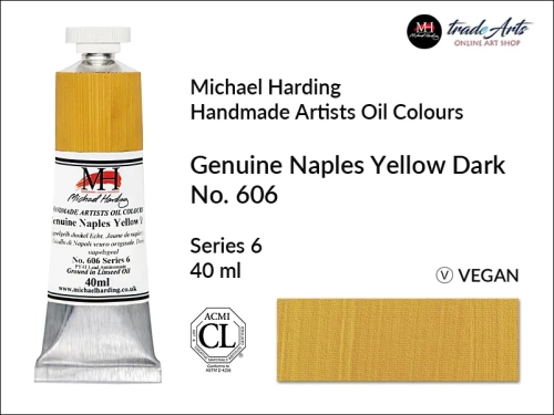Michael Harding Artists Oil Colours Genuine Naples Yellow Dark 606, farba olejna Genuine Naples Yellow Dark 606 Michael Harding, Michael Harding - farba olejna Genuine Naples Yellow Dark 606, farby olejne Michael Harding, farby Michael Harding,