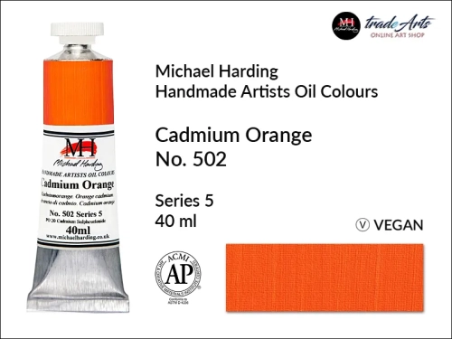 Michael Harding Artists Oil Colours Cadmium Orange 502, farba olejna Cadmium Orange 502 Michael Harding, Michael Harding - farba olejna Cadmium Orange 502, farby olejne Michael Harding, Michael Harding, farby Michael Harding, tradearts,