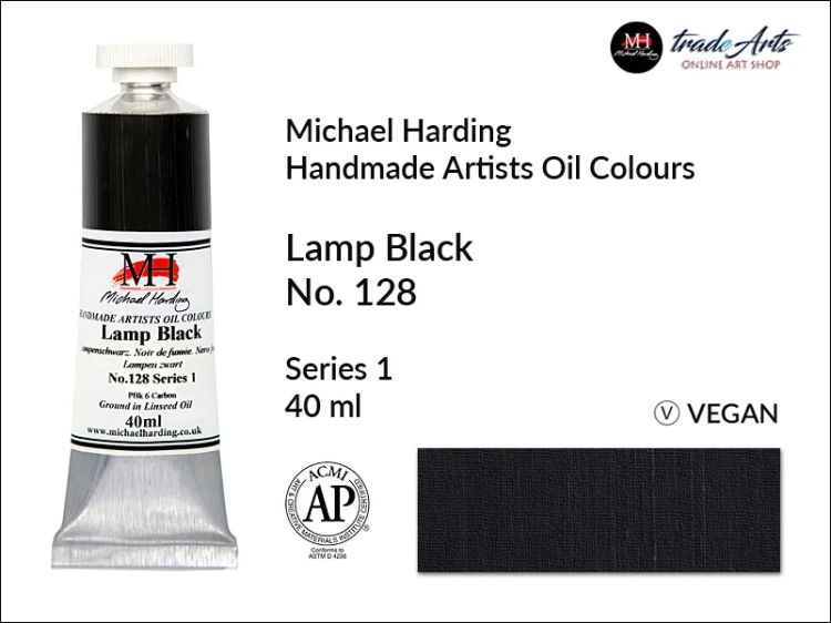 Michael Harding Artists Oil Colours Lamp Black 128, farba olejna Lamp Black 128 Michael Harding, Michael Harding - farba olejna Lamp Black 128, farby olejne Michael Harding, Michael Harding, farby Michael Harding, tradearts,