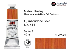 Farba olejna Artists Oil Colours Michael Harding, kolor: Quinacridone Gold No. 411, tuba 40 ml 