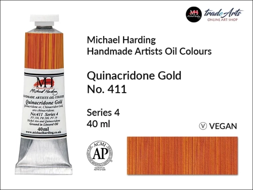 Michael Harding Artists Oil Colours Quinacridone Gold 411, farba olejna Quinacridone Gold 411 Michael Harding, Michael Harding - farba olejna Quinacridone Gold 411, farby olejne Michael Harding, Michael Harding, farby Michael Harding,