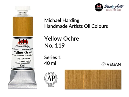 Michael Harding Artists Oil Colours Yellow Ochre 119, farba olejna Yellow Ochre 119 Michael Harding, Michael Harding - farba olejna Yellow Ochre 119, farby olejne Michael Harding, Michael Harding, farby Michael Harding, tradearts,
