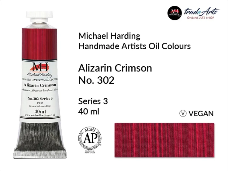 Michael Harding Artists Oil Colours Alizarin Crimson 302, farba olejna Alizarin Crimson 302 Michael Harding, Michael Harding - farba olejna Alizarin Crimson 302, farby olejne Michael Harding, Michael Harding, farby Michael Harding,