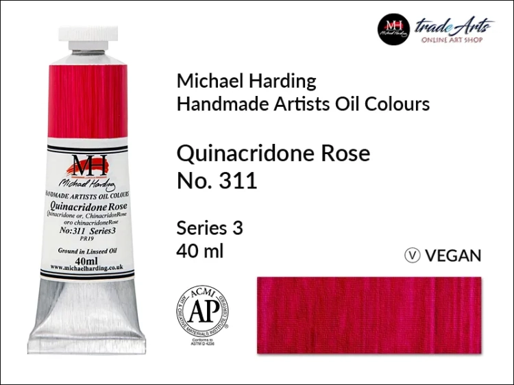 Michael Harding Artists Oil Colours Quinacridone Rose 311, farba olejna Quinacridone Rose 311 Michael Harding, Michael Harding - farba olejna Quinacridone Rose 311, farby olejne Michael Harding, Michael Harding, farby Michael Harding,