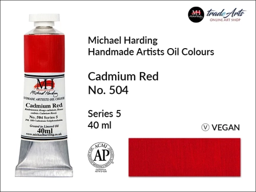 Michael Harding Artists Oil Colours Cadmium Red 504, farba olejna Cadmium Red 504 Michael Harding, Michael Harding - farba olejna Cadmium Red 504, farby olejne Michael Harding, Michael Harding, farby Michael Harding, tradearts,