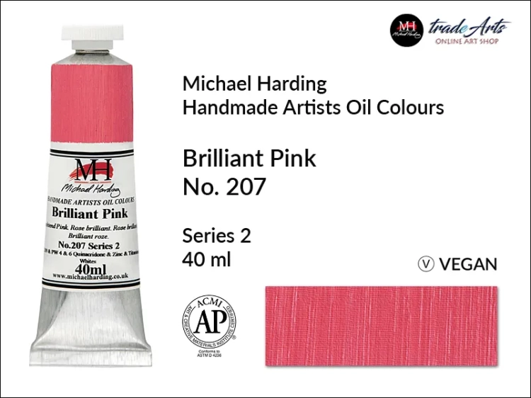 Michael Harding Artists Oil Colours Vrilliant Pink 207, farba olejna Brilliant Pink 207 Michael Harding, Michael Harding - farba olejna Brilliant Pink 207, farby olejne Michael Harding, Michael Harding, farby Michael Harding, tradearts,