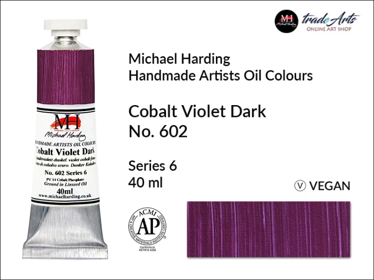 Michael Harding Artists Oil Colours Cobalt Violet Dark 602, farba olejna Cobalt Violet dark 602 Michael Harding, Michael Harding - farba olejna Cobalt Violet Dark 602, farby olejne Michael Harding, Michael Harding, farby Michael Harding, tradearts,