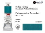 Farba olejna Artists Oil Colours Michael Harding, kolor: Phthalocyanine Turquoise No.  210, tuba 40 ml