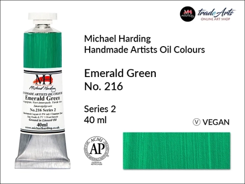 Michael Harding Artists Oil Colours Emerald Green 216, farba olejna Emerald Green 216 Michael Harding, Michael Harding - farba olejna Emerald Green 216, farby olejne Michael Harding, Michael Harding, farby Michael Harding,