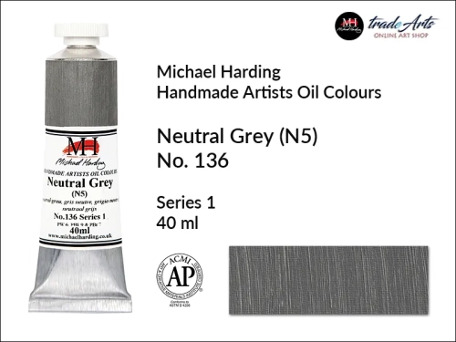 Michael Harding Artists Oil Colours Neutral Grey N5 136, farba olejna Neutral Grey N5 136 Michael Harding, Michael Harding - farba olejna Neutral Grey N5 136, farby olejne Michael Harding, Michael Harding, farby Michael Harding, tradearts,