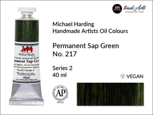 Farba olejna Artists Oil Colours Michael Harding, kolor: Permanent Sap Green No.  217, tuba 40 ml